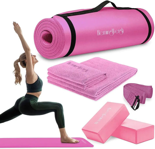 Non Slip Sturdy Yoga Mat Set With Blocks And Strap