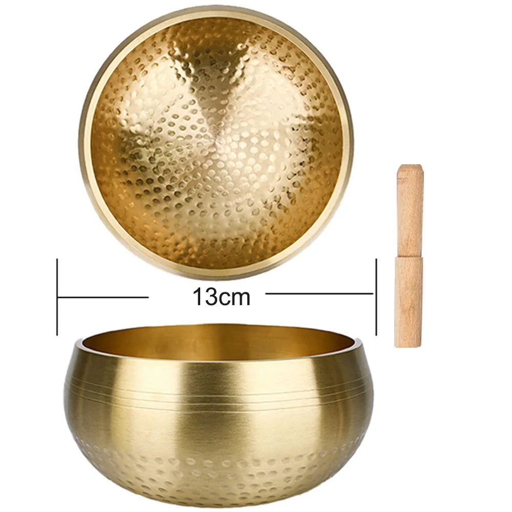 NONED Tibetan Brass Singing Bowl for Sanskrit Yoga Meditation and Healing