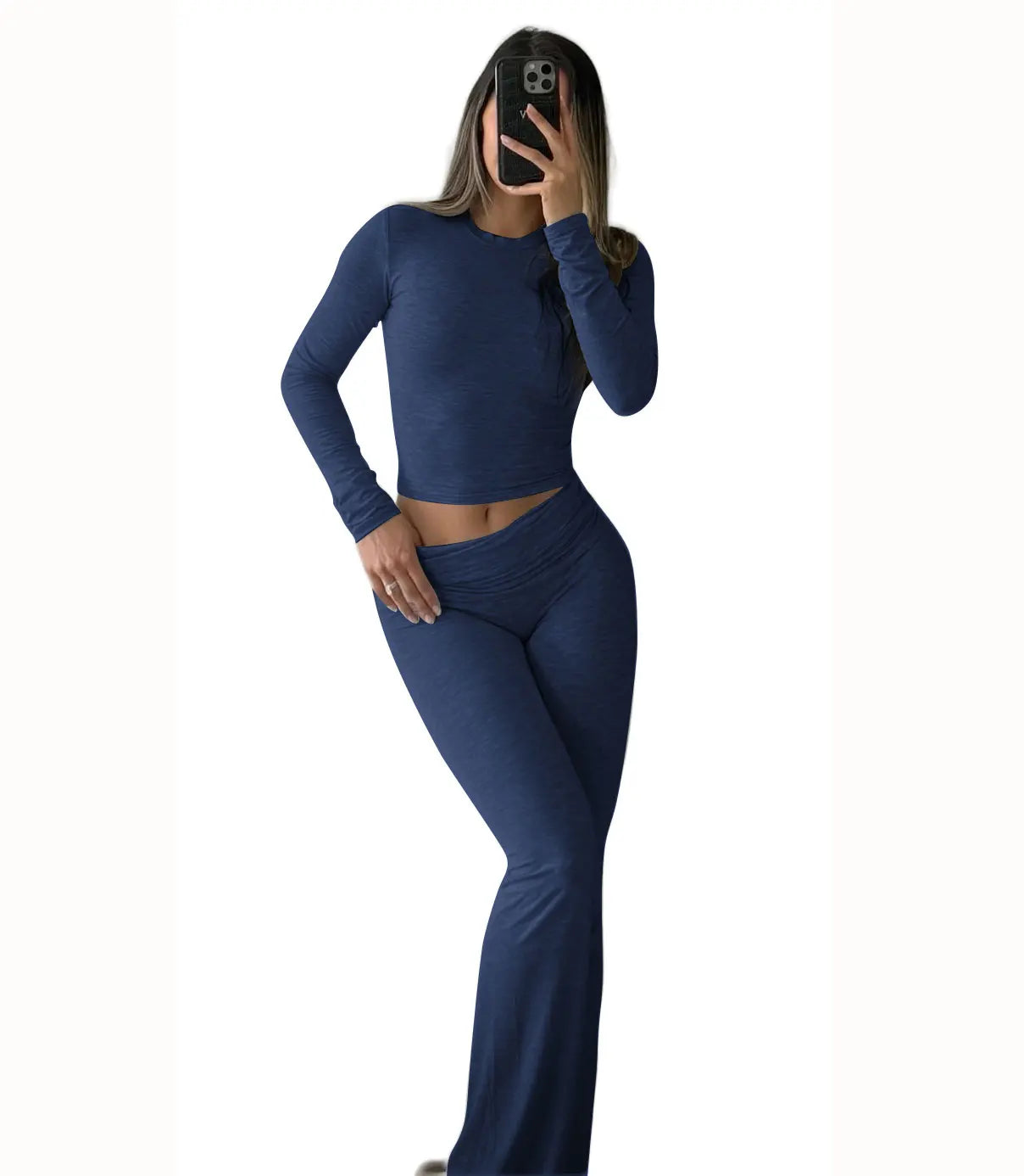 Women's Yoga Two-Piece Long-Sleeve Wide-Leg Active Set