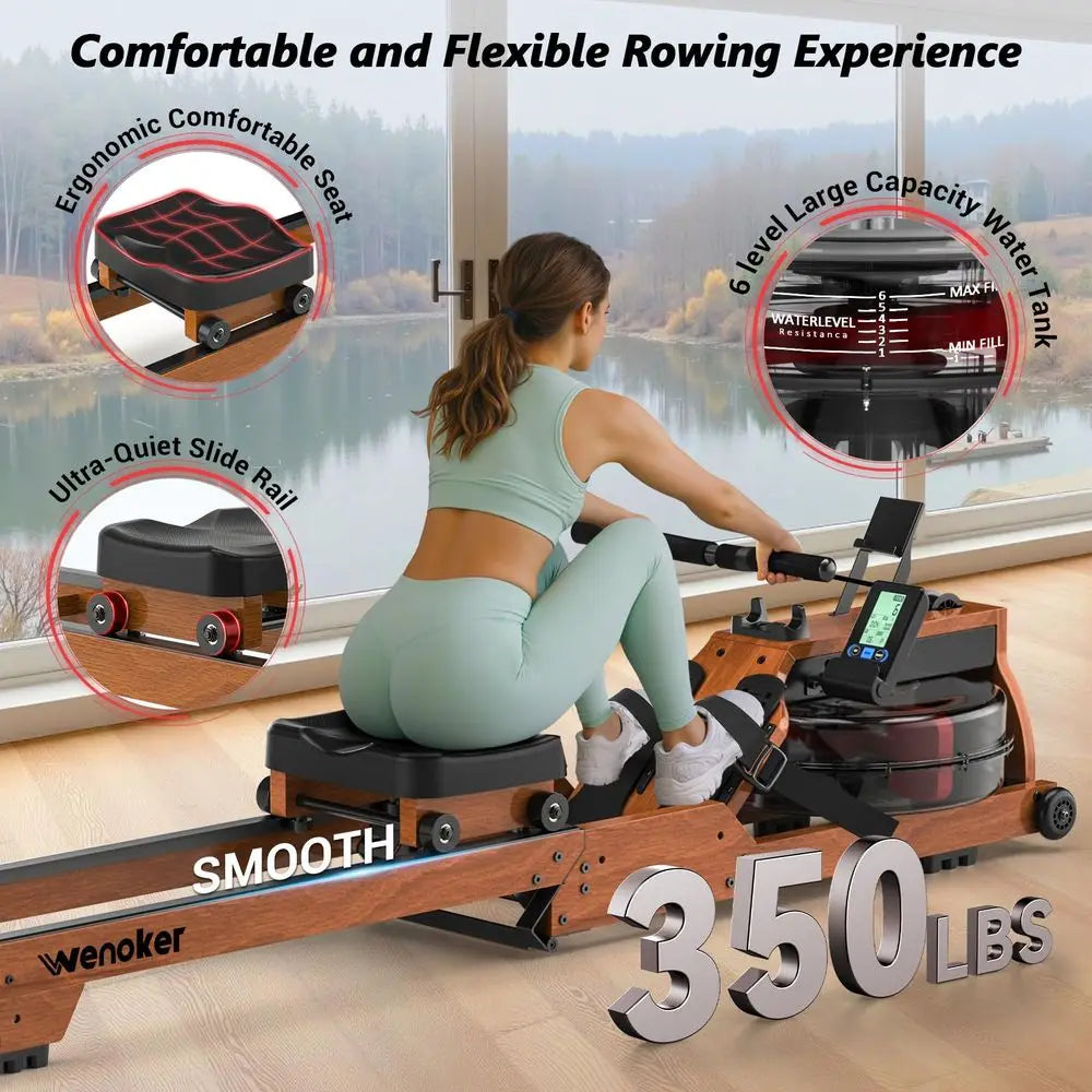 YTYIN Wooden Rowing Machine For Home Use Durable Wood Frame