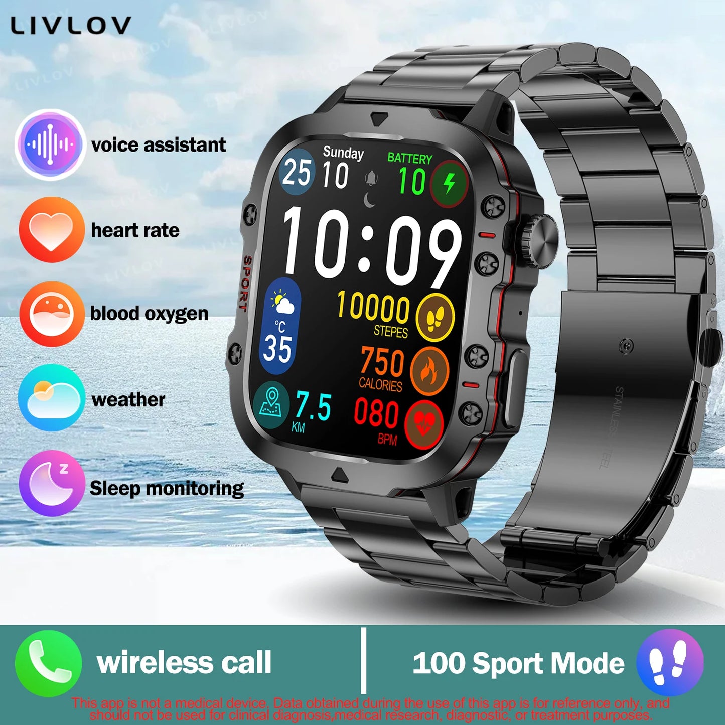 LIVLOVCa AI Voice Assistant Smart Watch With Bluetooth Calls