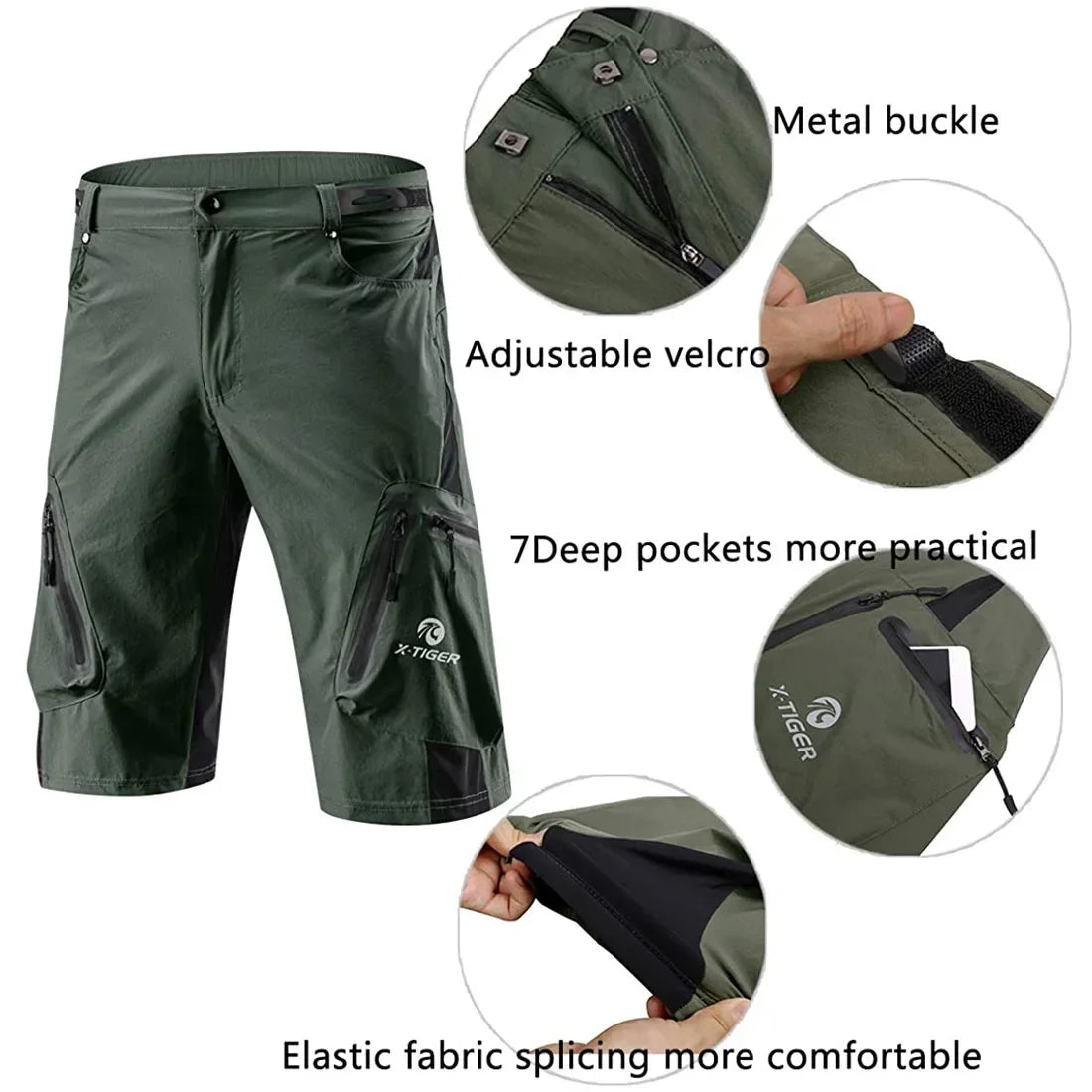 X-TIGER Men Cycling Shorts With 5D Gel Pad MTB Downhill