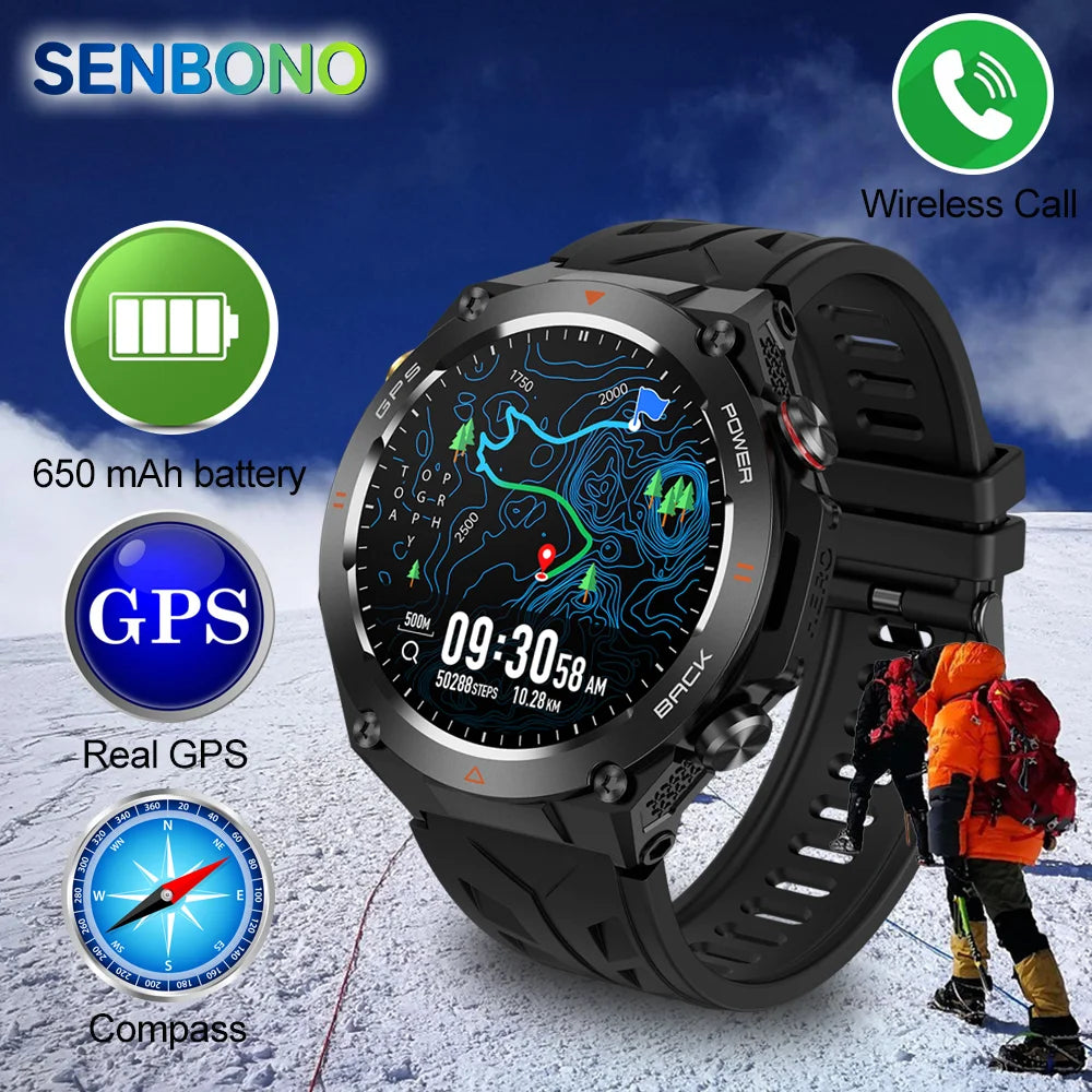 SENBONO Built-in GPS Smart Watch With Bluetooth Phone Calls