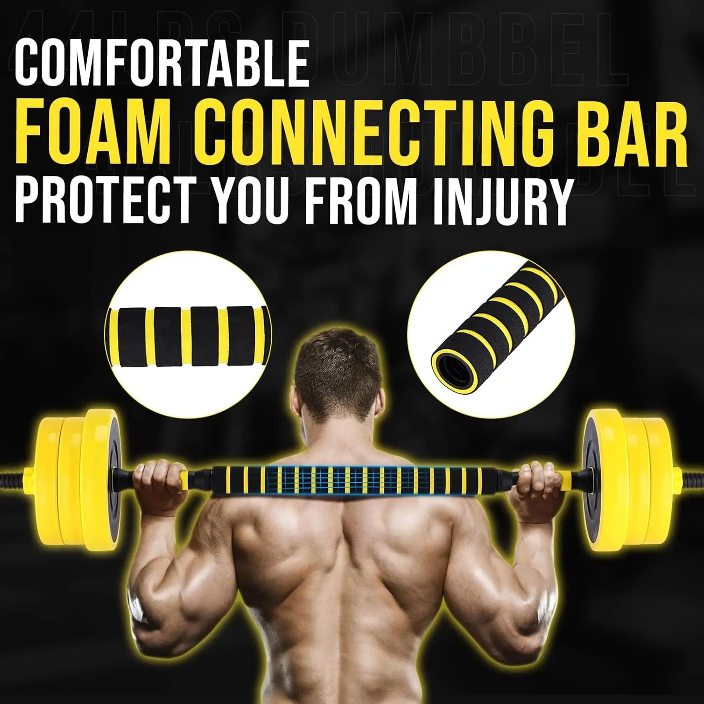 HiMISS 2In1 Adjustable Dumbbell Set 44 Lb For Home Gym