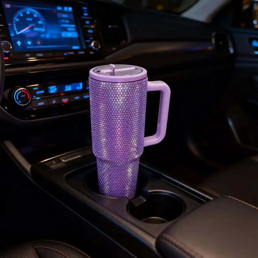 Bling Rhinestone Tumbler Stainless Steel Vacuum Insulated With Handle
