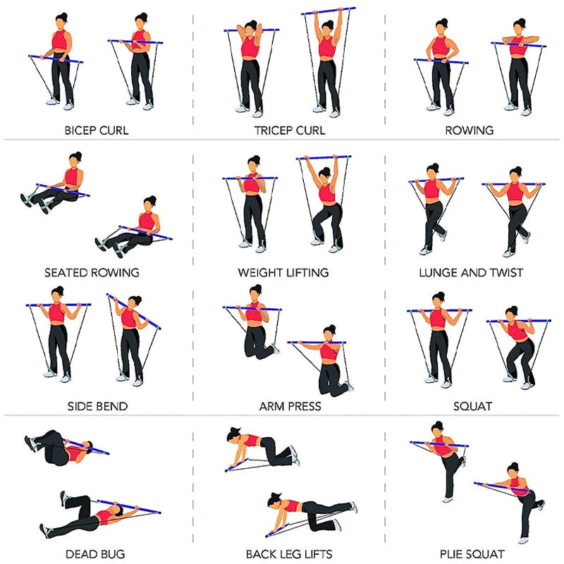 Lingpeng Pilates Bar With Resistance Bands For Yoga And Fitness