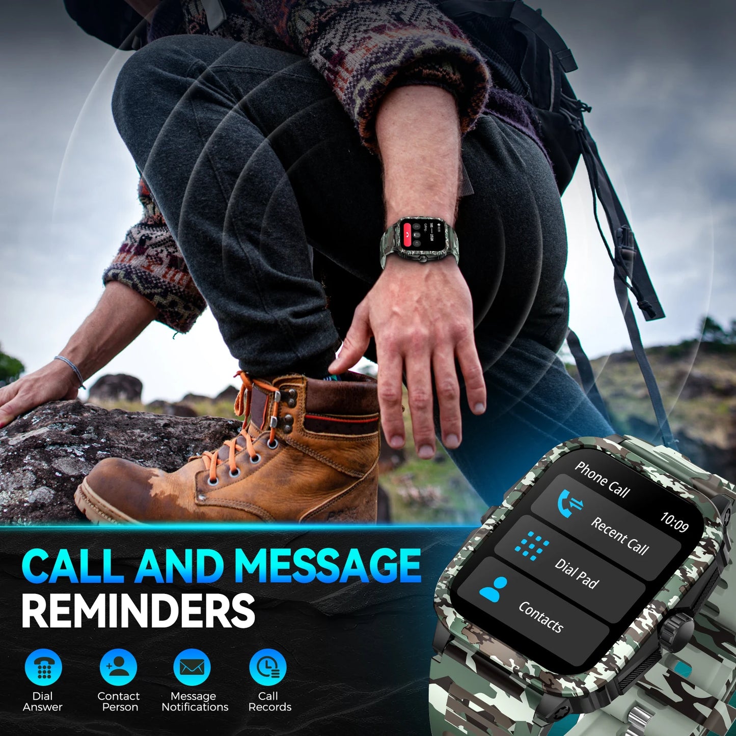 LaNikar Smart Watch 3ATM Waterproof Fitness Tracker Heart Rate Bluetooth
