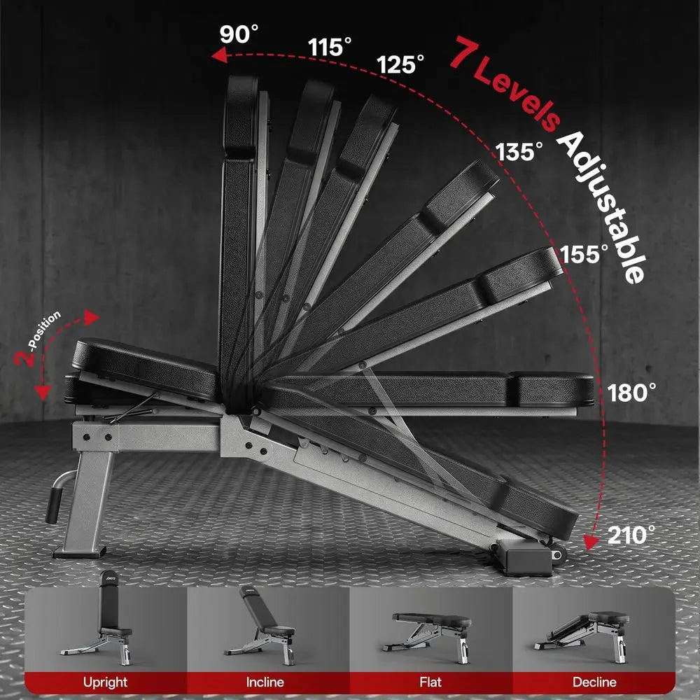 YTYIN Adjustable Weight Bench 1300LBS Capacity Incline Decline