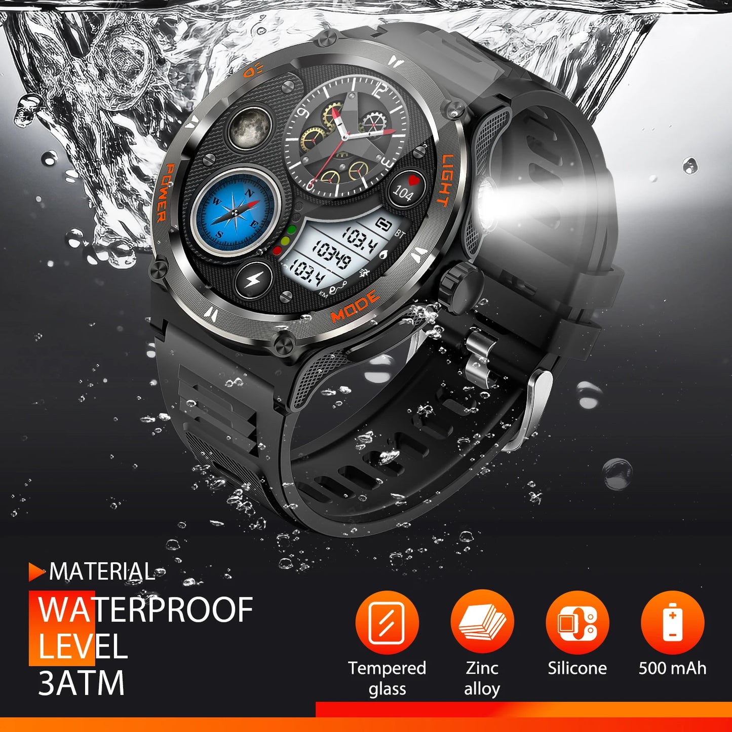 EIGIIS Smart Watch 3ATM Waterproof Heart Rate Bluetooth Call
