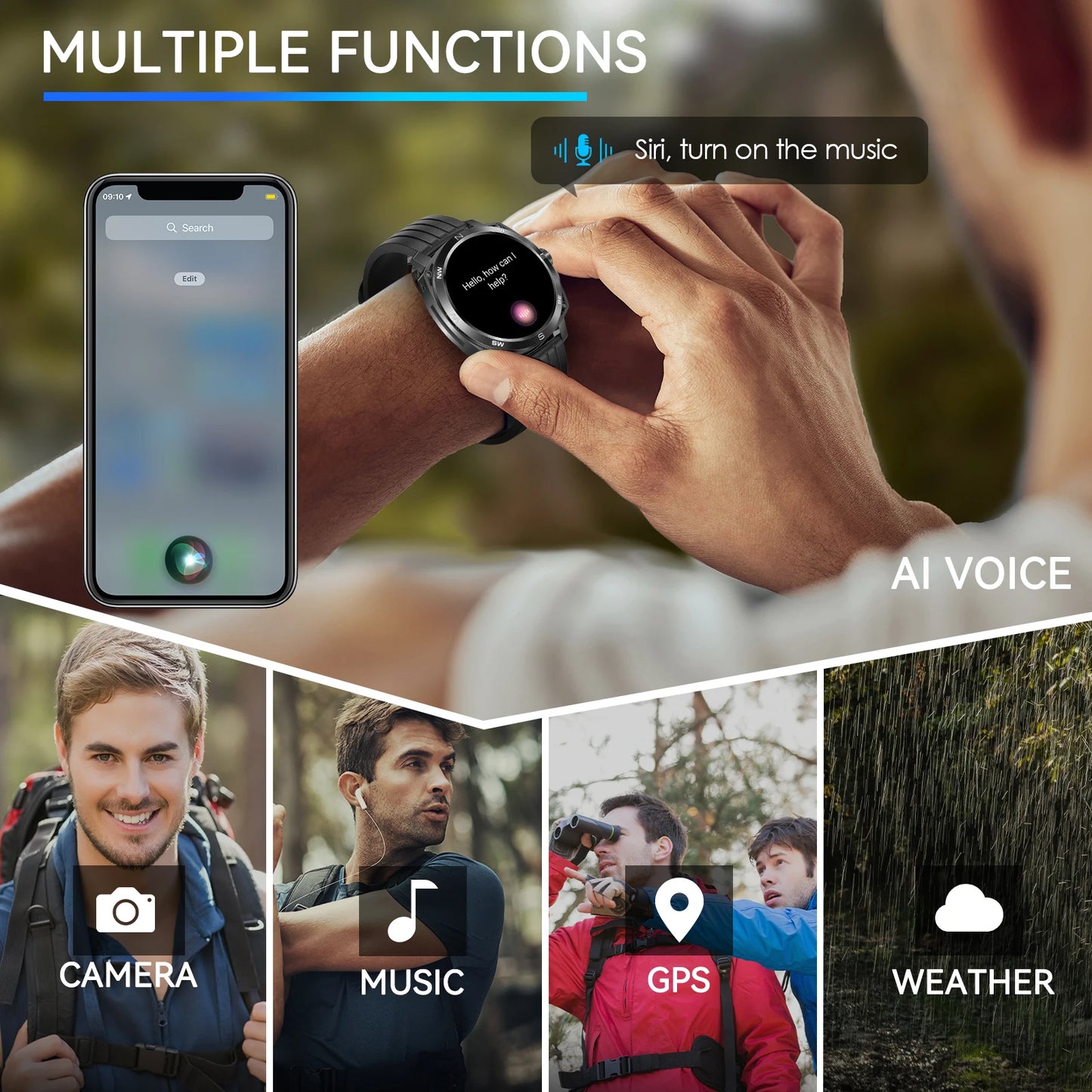 LaNikar Smart Watch AMOLED Display With In-Ear Bluetooth Headset