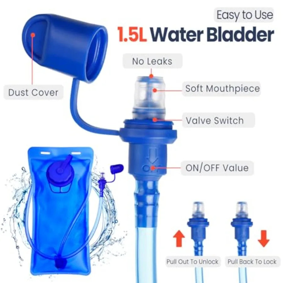 Hydration Backpack 1.5L Water Bladder For Hiking And Running
