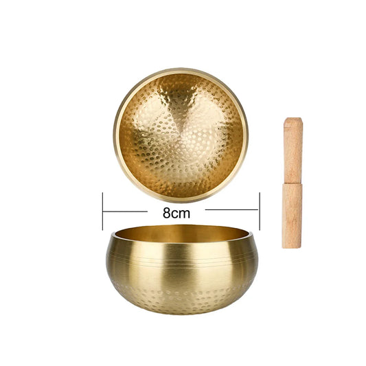 NONED Tibetan Brass Singing Bowl for Sanskrit Yoga Meditation and Healing