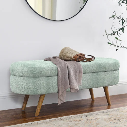 TODRANI Boucle Storage Ottoman Bench Flip Top with Safety Hinge