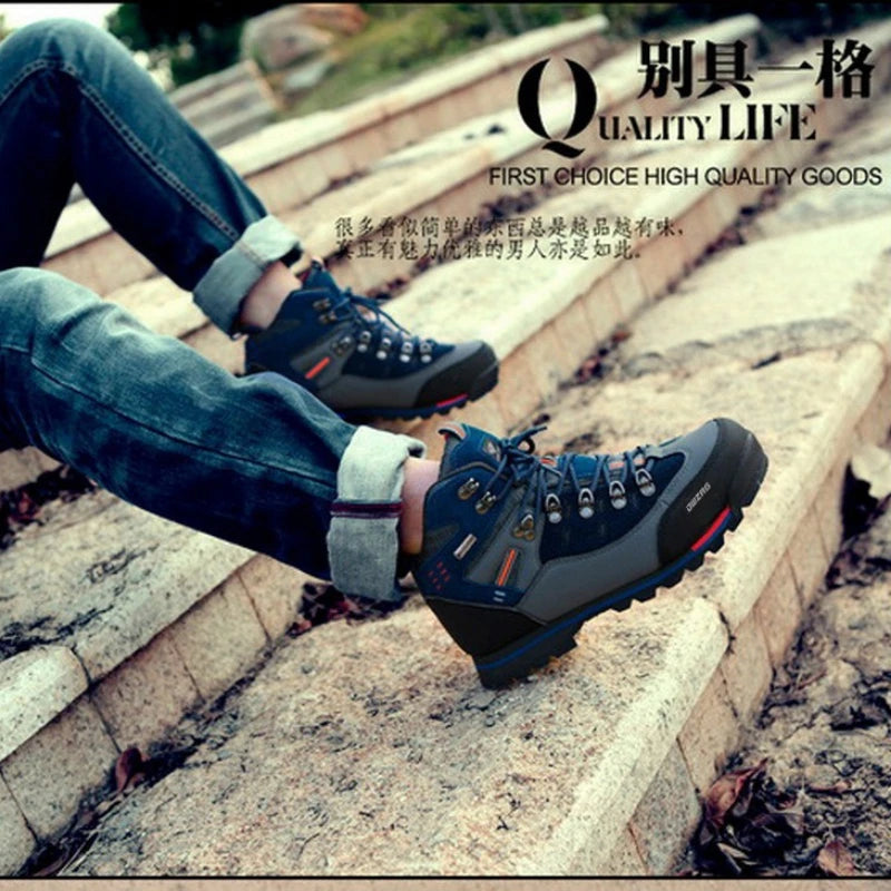 NONE Men's High Top Hiking Shoes For Outdoor Trekking