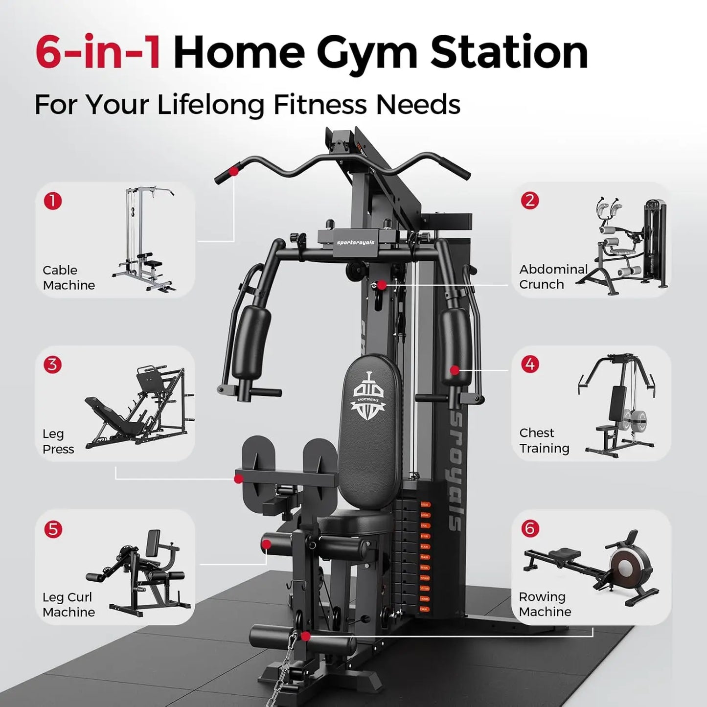Home Gym Strength Machine With 150 Lbs Weight Stack Pulley