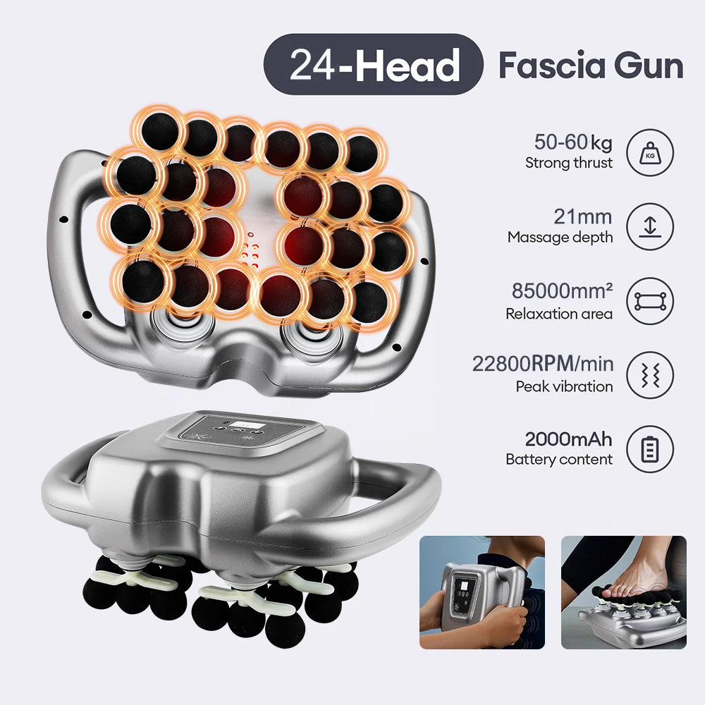 Foreverlily 24 Head Fascia Gun 9 Modes Massage High Frequency