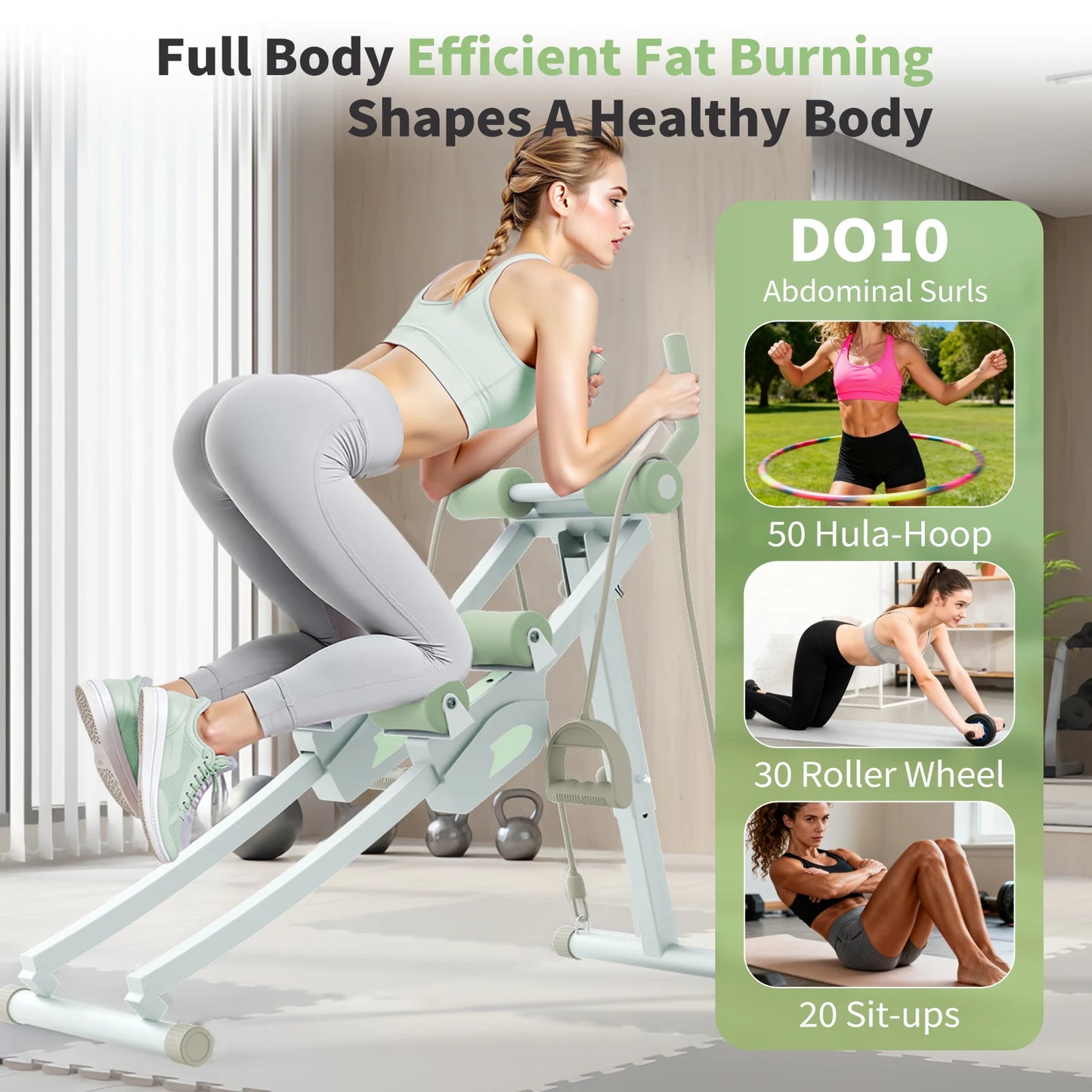 Abdominal Curling Exercise Machine Foldable Dual Track Core Training Home Gym