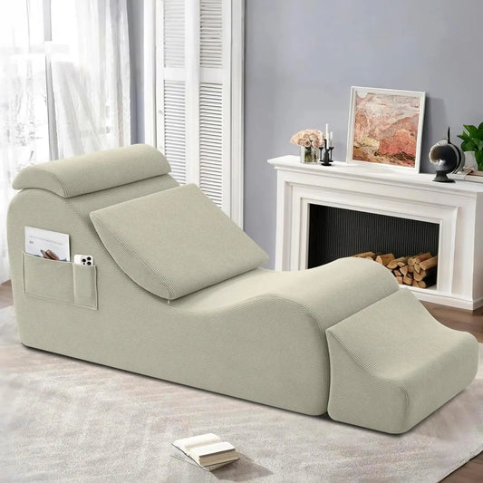 Yoga Chair Lounge For Adult Ergonomic Chaise With Side Pocket