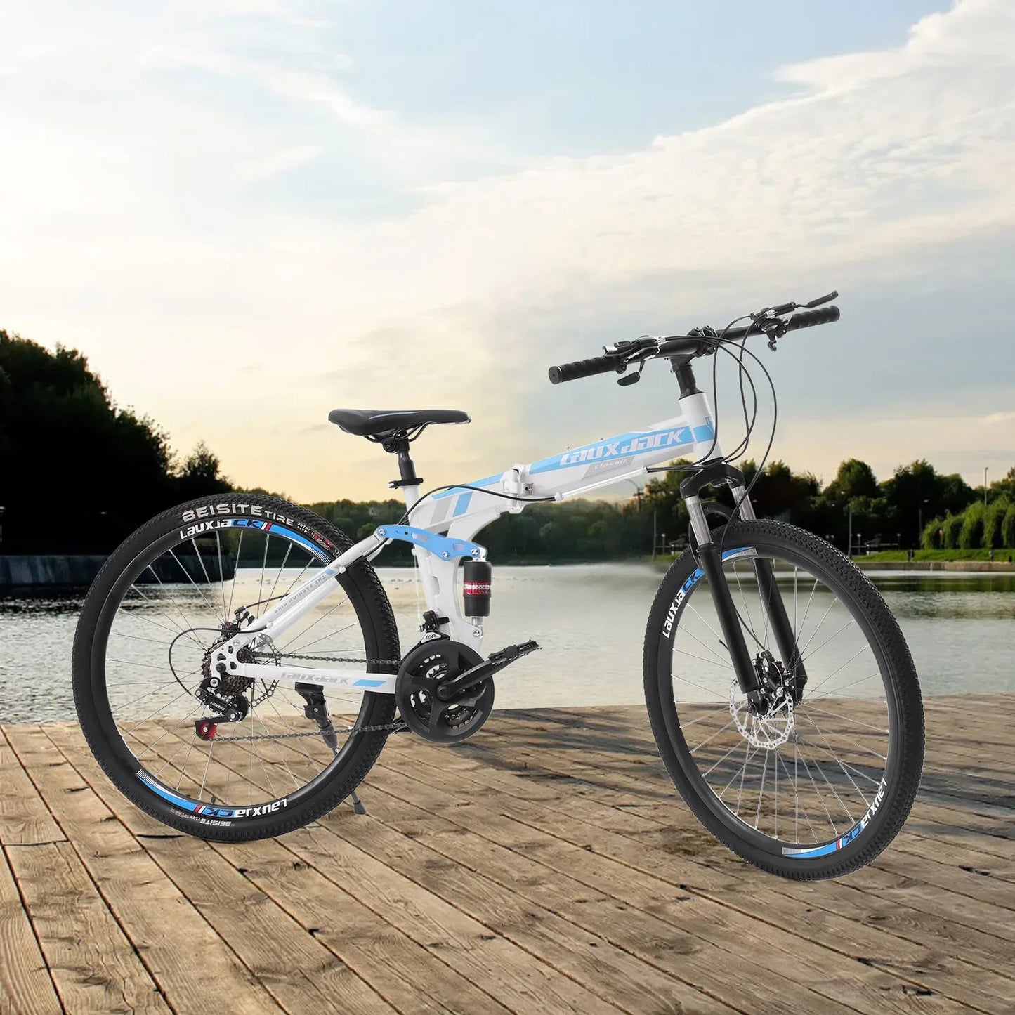 Foldable Mountain Bike For Men 21 Speed All Terrain Brakes