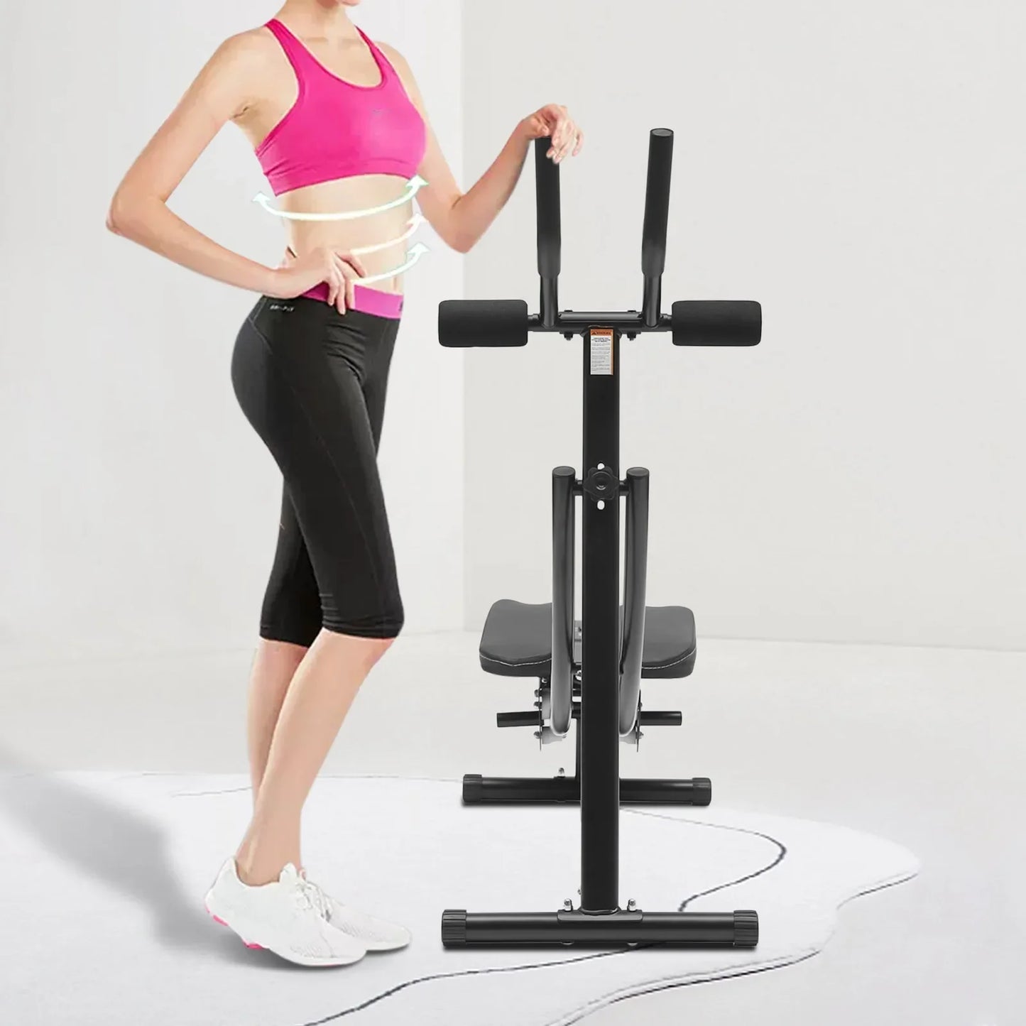 Abdominal Crunch Coaster Ab Trainer With LCD Monitor Six Silent Rollers