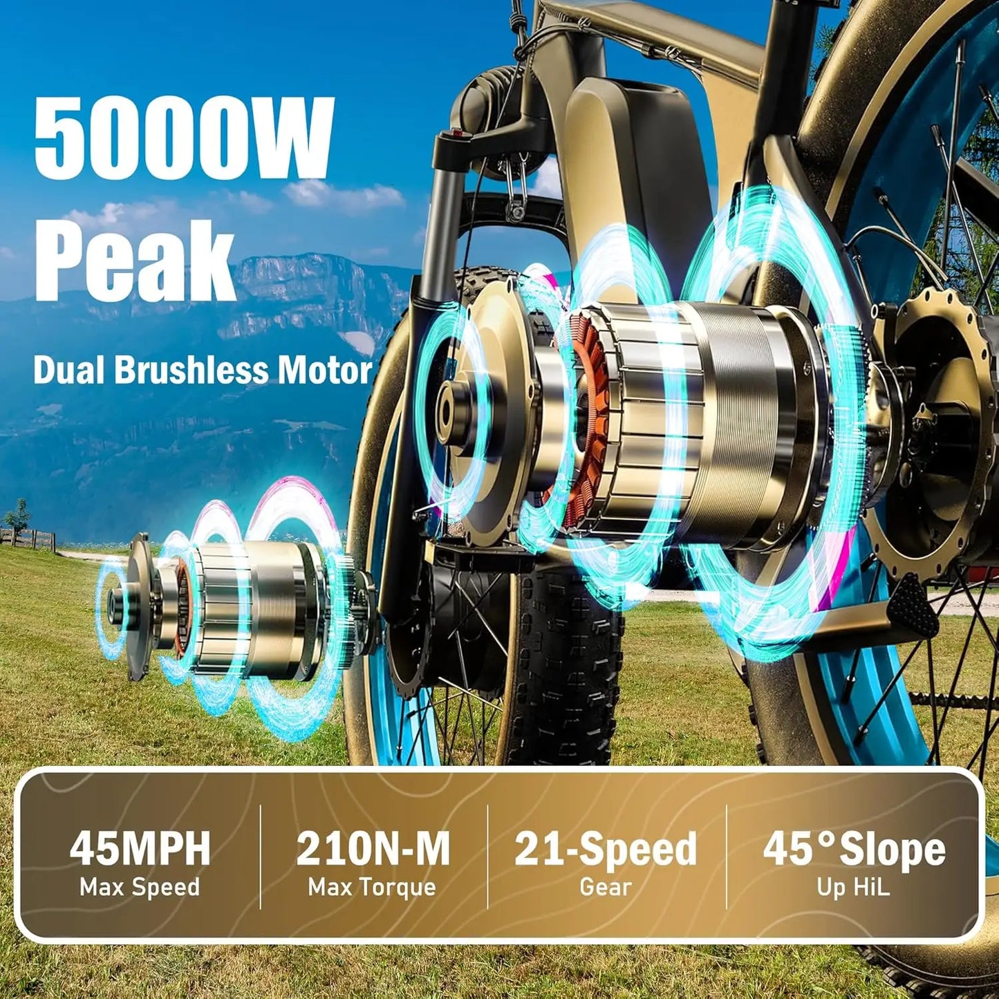 TS60 5000W Dual Motor EBike 60V 25Ah Battery Alloy Frame