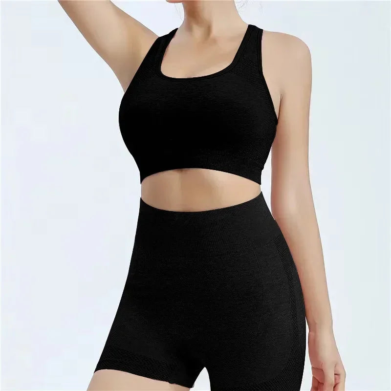 Womens Yoga Set With Seamless Sports Bras And Workout Tops