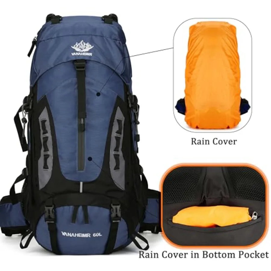 YFREAL Travel Hiking Backpack With Rain Cover, Water Resistant, Unisex