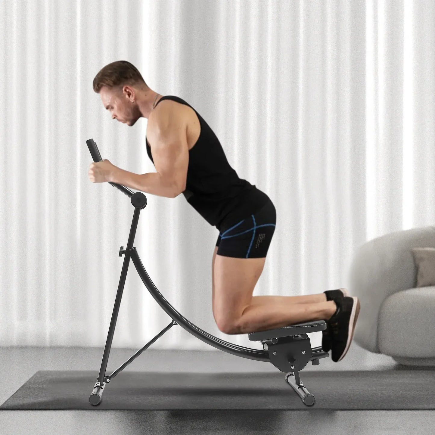 Abdominal Crunch Coaster Ab Trainer With LCD Monitor Six Silent Rollers