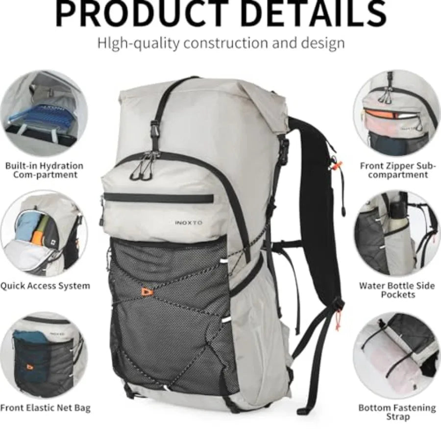 Hiking Backpack Waterproof Unisex With Hydration Bladder And Rain Cover
