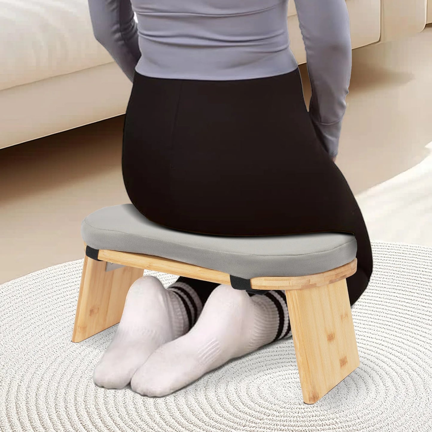 Bymaocar Foldable Kneeling Meditation Bench For Home Yoga