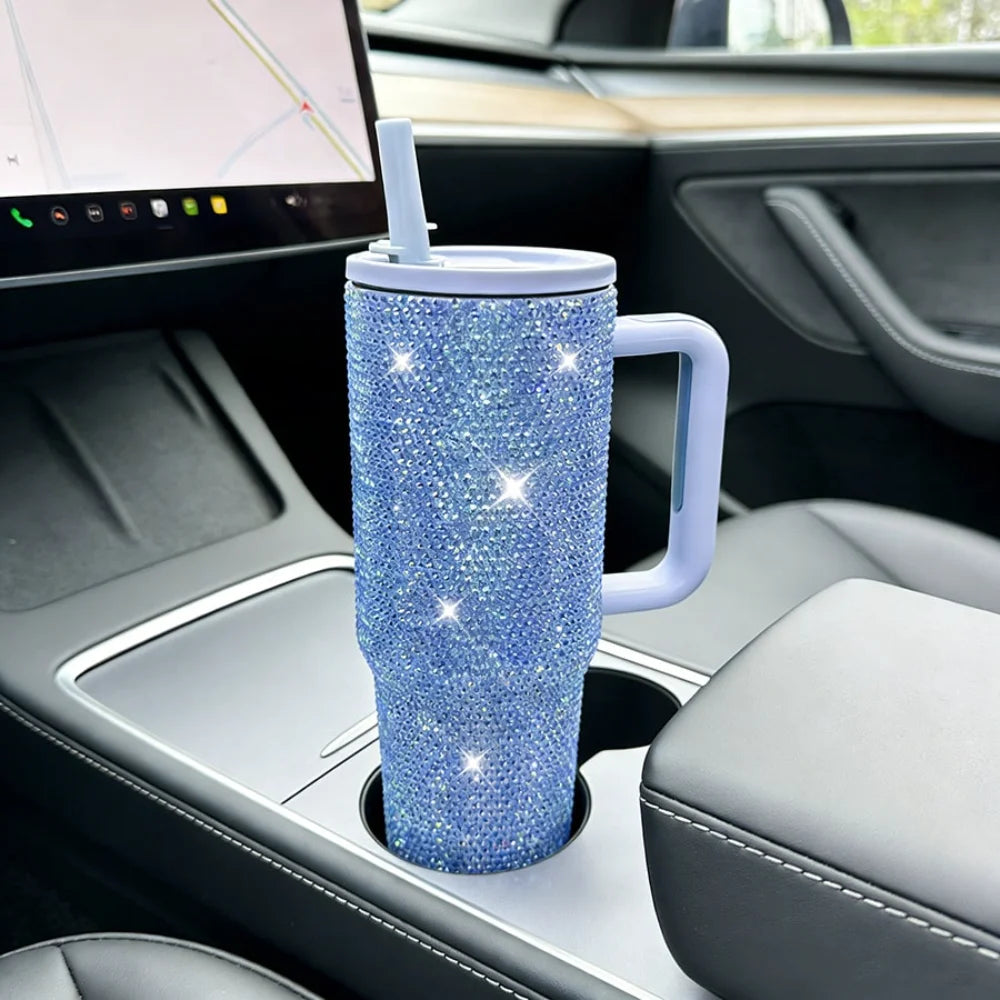 Bling Rhinestone Tumbler Stainless Steel Vacuum Insulated With Handle