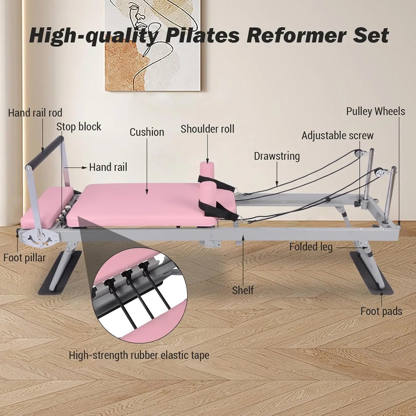 Pilates Reformer Machine Foldable for Home Gym Exercise