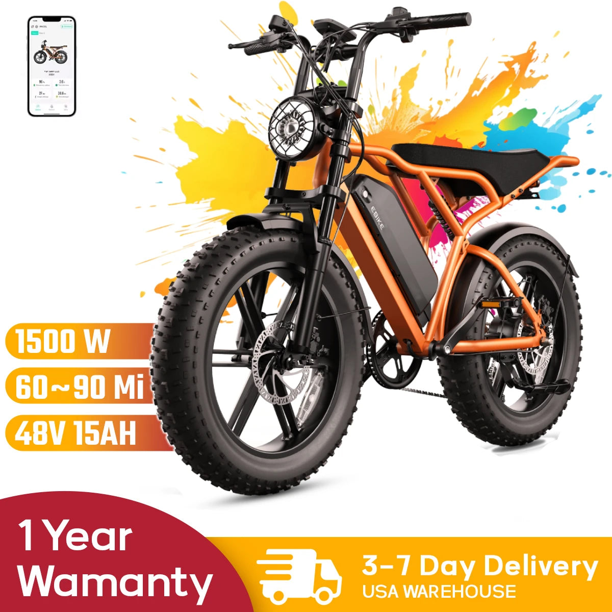 TST 1500W Electric Bike With Fat Tires For All Terrain