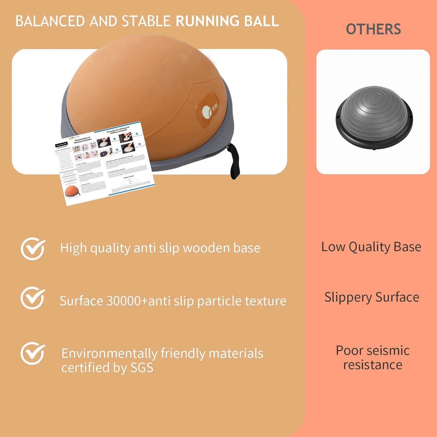 Home Balance Ball and Half Ball Trainer for Core Yoga Workout