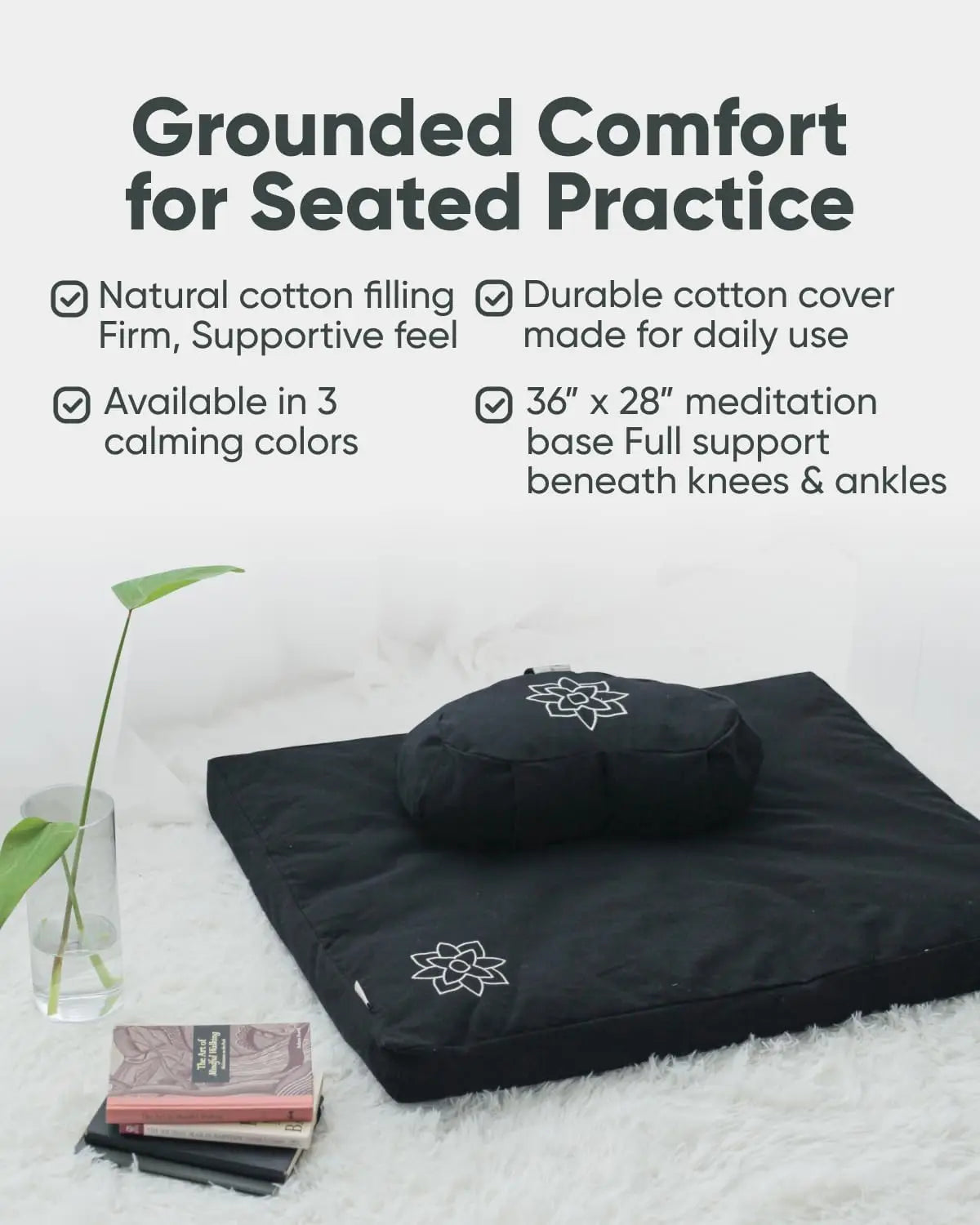 YTYIN Cotton Filled Zabuton Meditation Mat For Comfortable Posture