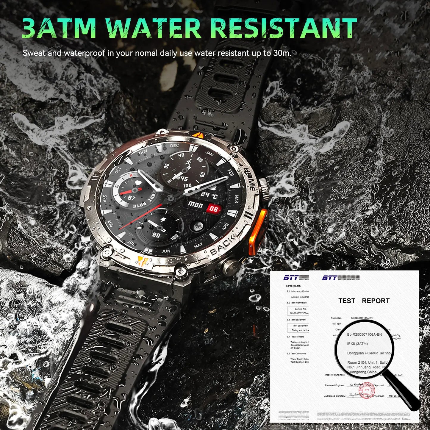 Military GPS Smartwatch for Men With Heart Rate Tracker
