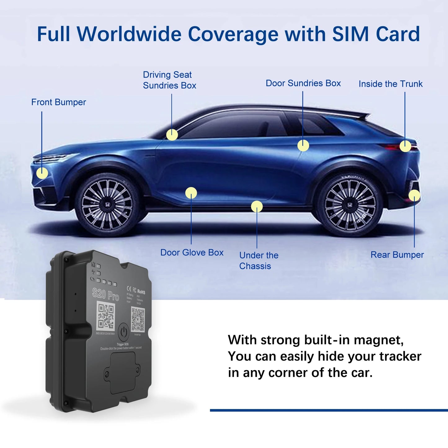 Wanwaytech 4G GPS Tracker for Car and Motorcycle Real-Time Anti-Theft
