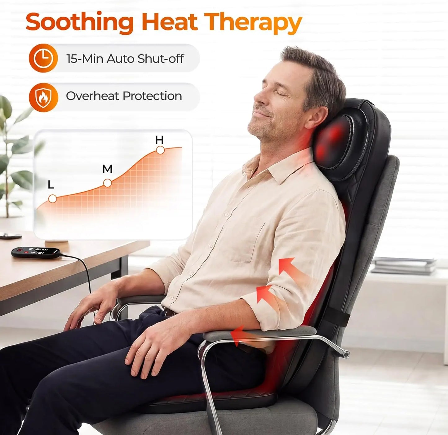 HIMOUTA 3-In-1 Shiatsu Neck and Back Massage Cushion With Heat