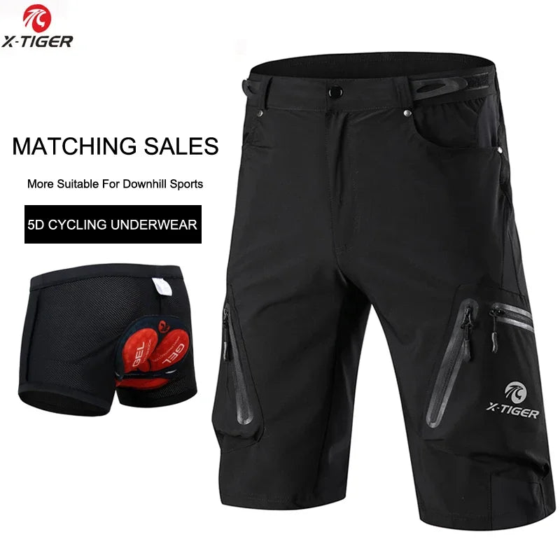 X-TIGER Men Cycling Shorts With 5D Gel Pad MTB Downhill