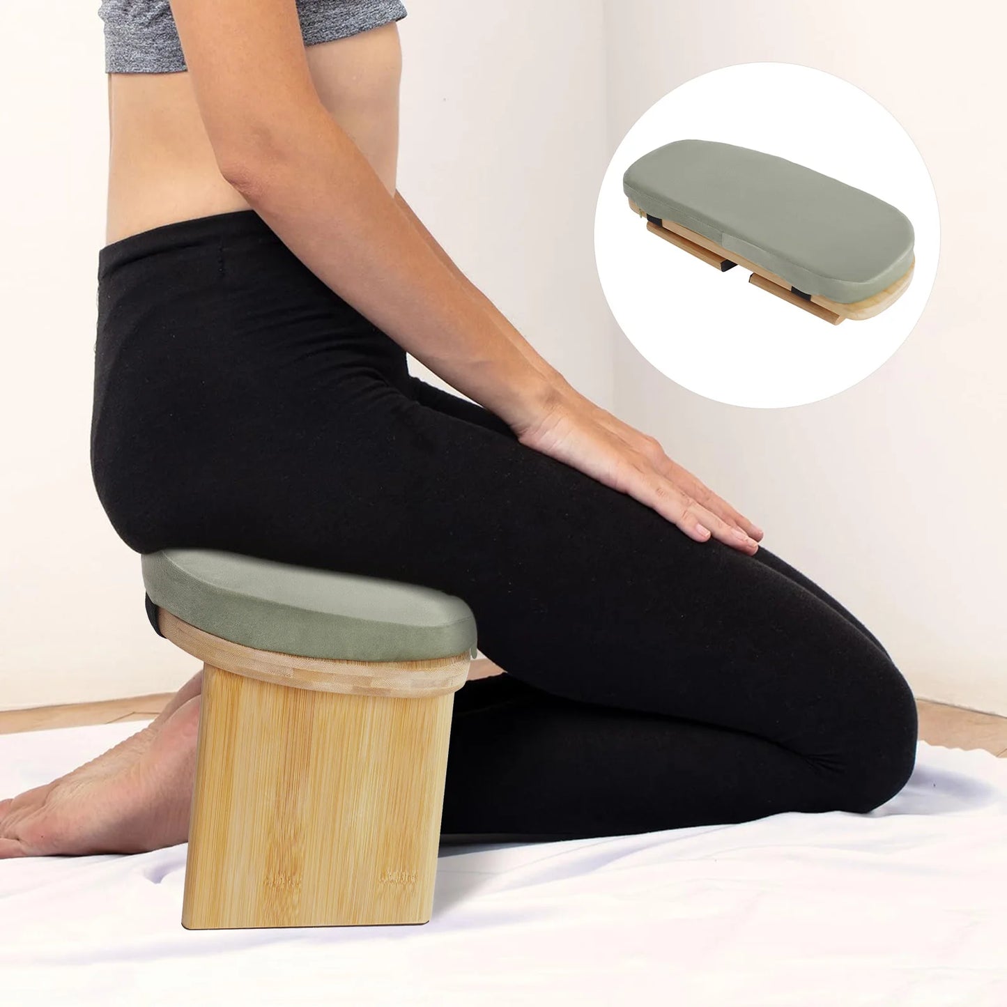 Bymaocar Foldable Kneeling Meditation Bench For Home Yoga