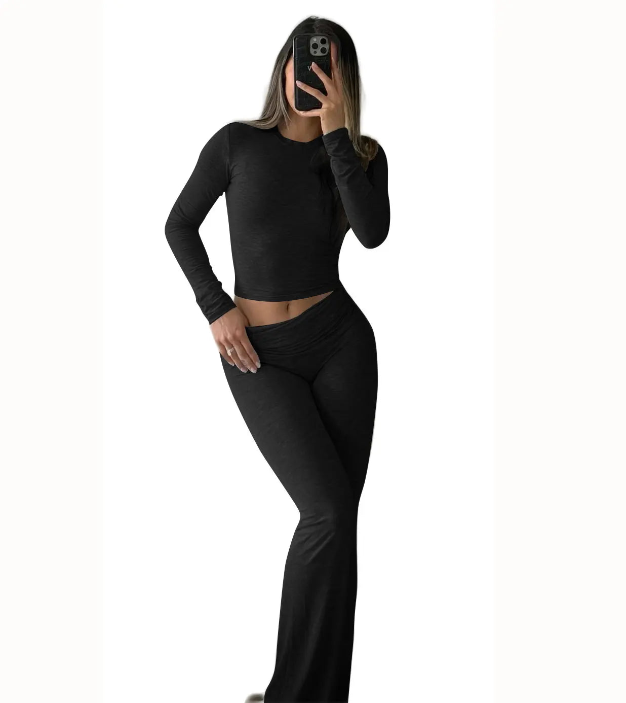 Women's Yoga Two-Piece Long-Sleeve Wide-Leg Active Set