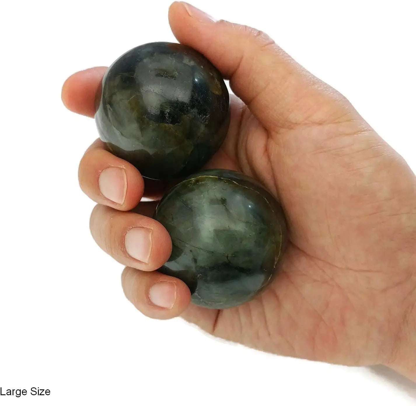 Natural Labradorite Baoding Balls for Hand Therapy and Stress Relief