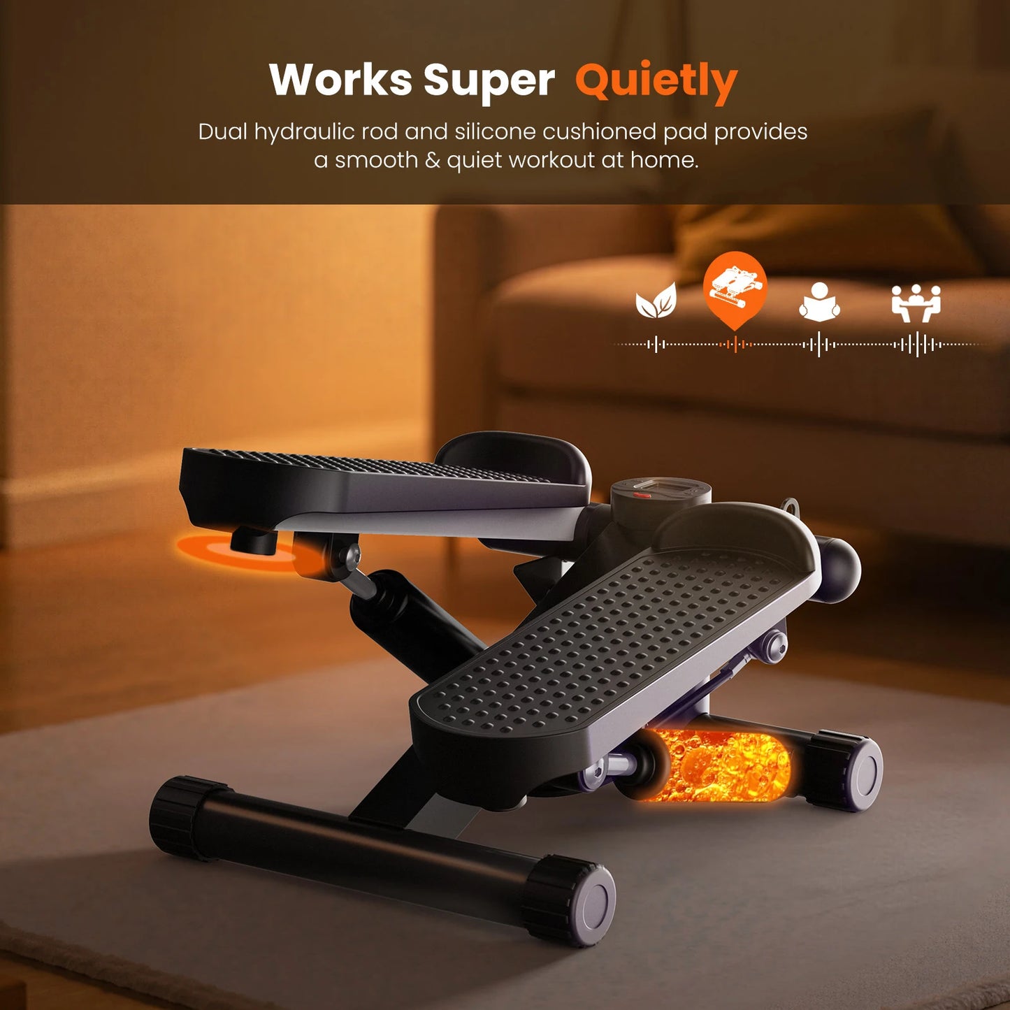 Mini Stepper With Resistance Bands, 300 LBS Capacity, LCD Monitor