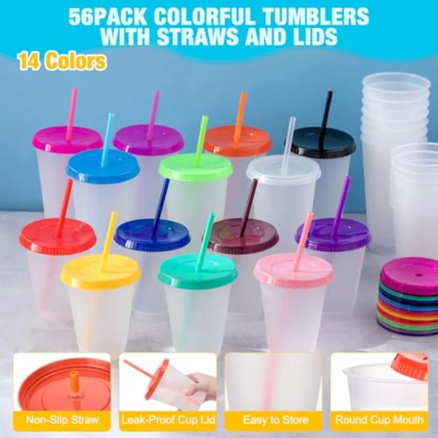 Reusable Plastic Clear Tumbler With Straw And Lid BPA Free