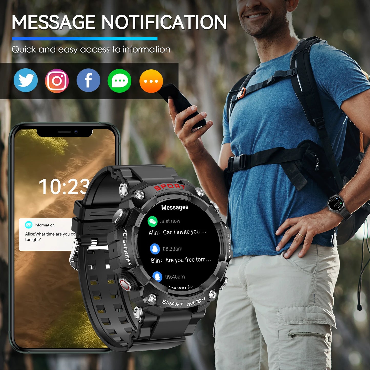 LaNikar Smart Watch AMOLED Display With In-Ear Bluetooth Headset