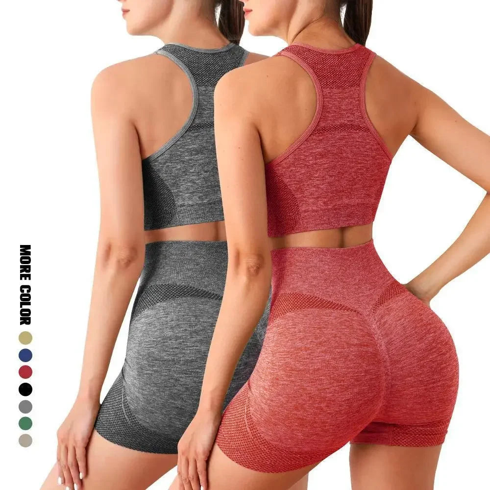 Womens Yoga Set With Seamless Sports Bras And Workout Tops