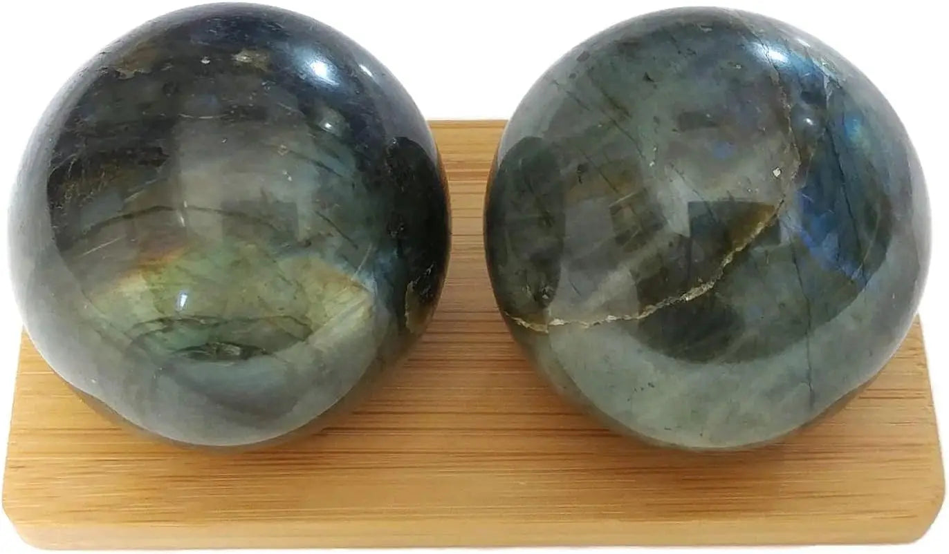 Natural Labradorite Baoding Balls for Hand Therapy and Stress Relief