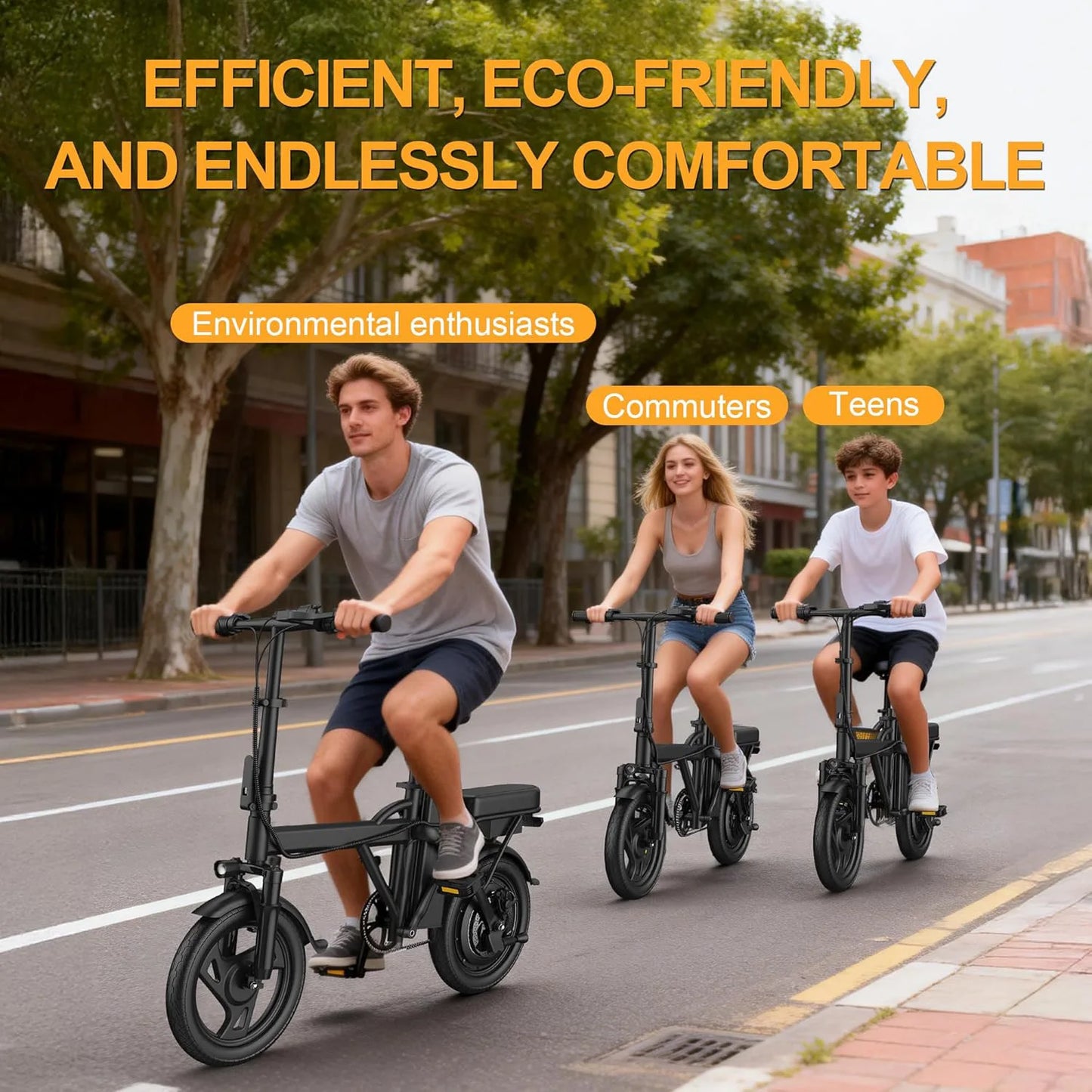 Ladped Foldable Electric Bike 500W 48V Two Seat Range 30mi