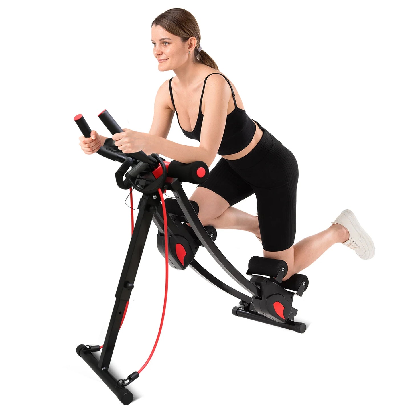Abdominal Curling Exercise Machine Foldable Dual Track Core Training Home Gym