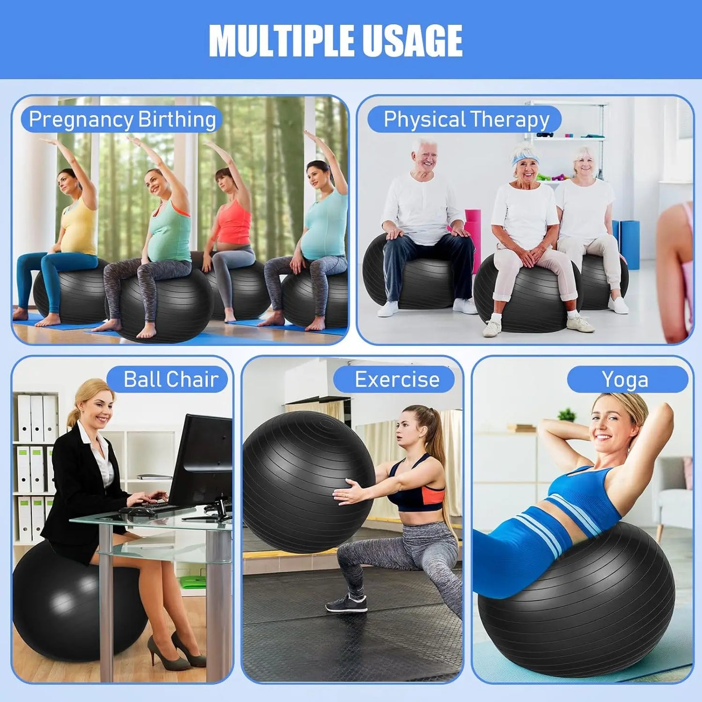 YTYIN 8-Piece Yoga Exercise Balls Set With Pump